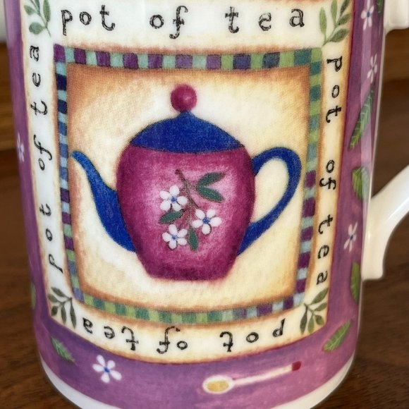 Royal Grafton "Pot of Tea" Teapot Mug Fine Bone China Cup Made in England Purple - Picture 9 of 10